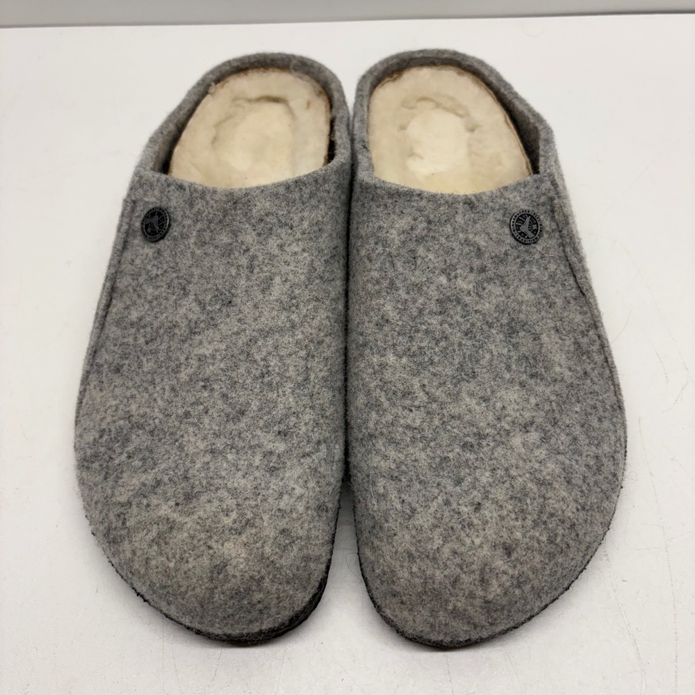 Birkenstock Clogs Women 9 Gray Wool Zermatt Shearling Lined Slipper Comfort Shoe - Picture 3 of 11